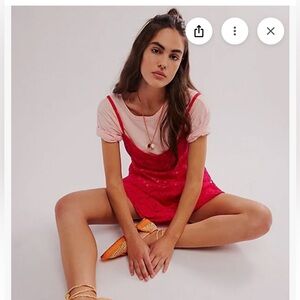 Free People Vibrant Pink and Red Mini Dress
